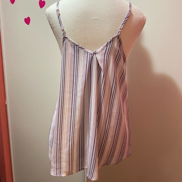 Lilac Purple Striped Adjustable Spaghetti Strap Top - Picture 2 of 3